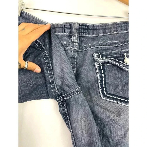 Eighty Eight Blue Denim Jeans Low Rise White Embroidered Sz 15 - Picture 7 of 8